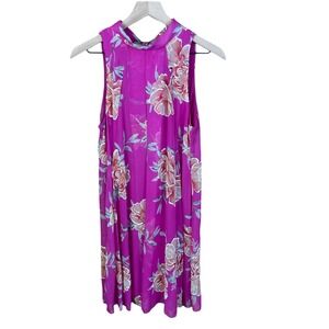 Robbie Bee Signature Pink Floral Halter Dress Size 6 Flowy Lightweight